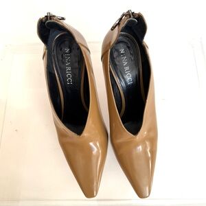 Nina Ricci Camel/Tan Patent Leather Pointed-Toe Pumps